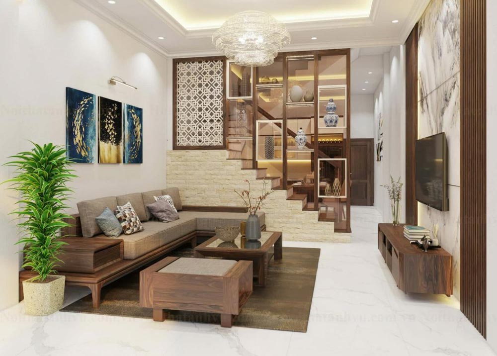 50 TOP mẫu phòng khách nhà ống 5m có cầu thang Đẹp Hiện Đại 2022